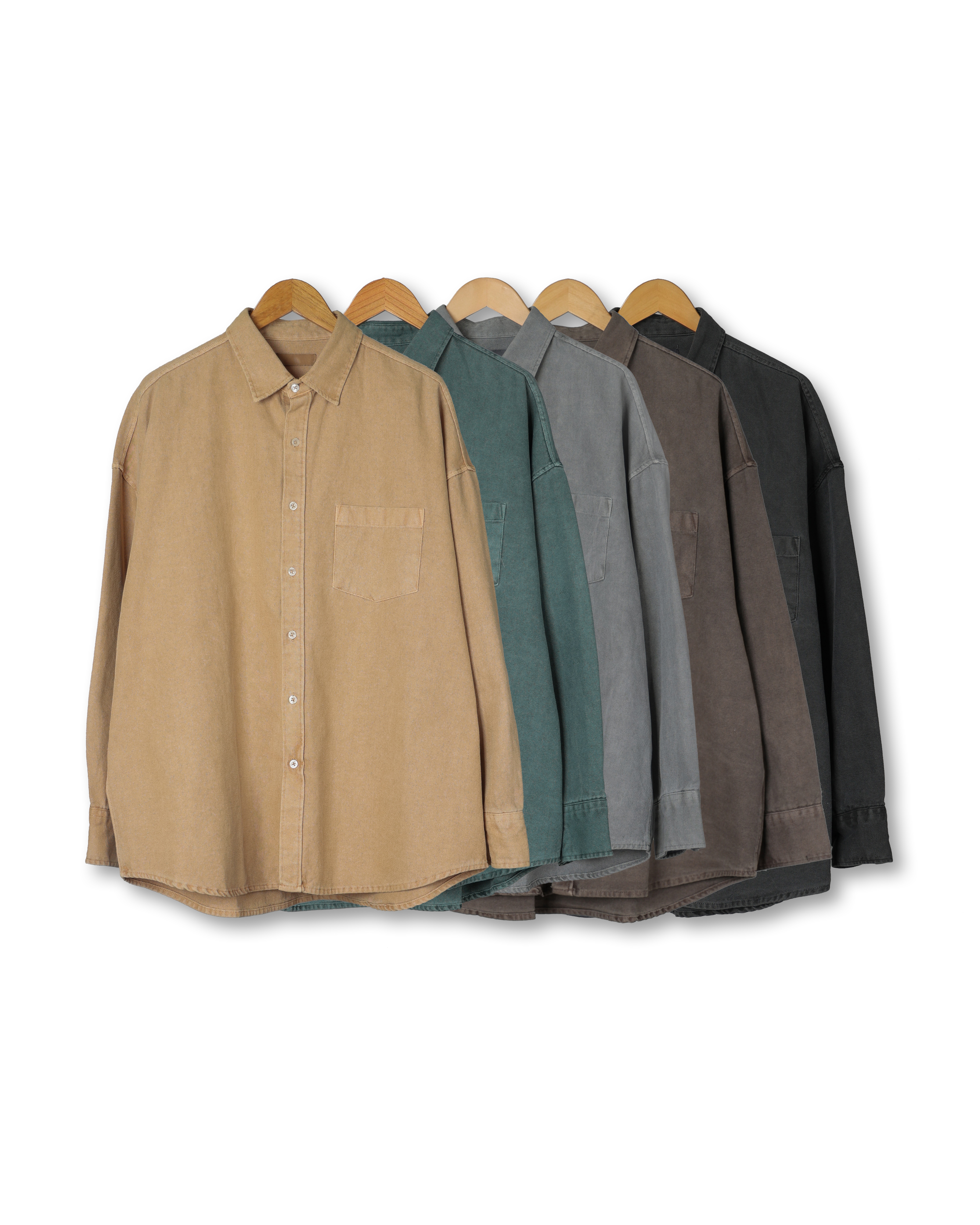 CONS Over Pigment Hard Cotton Shirts (Charcoal/Gray/Brown/Blue Green/Yellow)